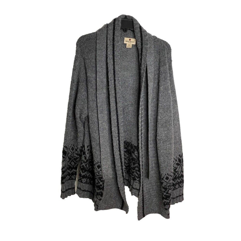 Woolrich Wms Gray Lambs Alpaca Wool Cardigan Sweater Grandma Core Quiet Luxury S